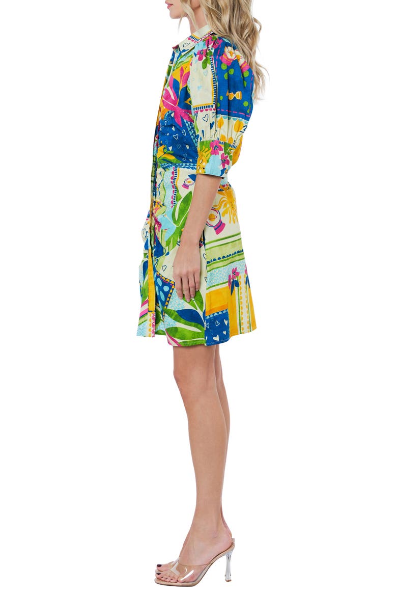 Stormi Print Ruched Cotton Shirtdress