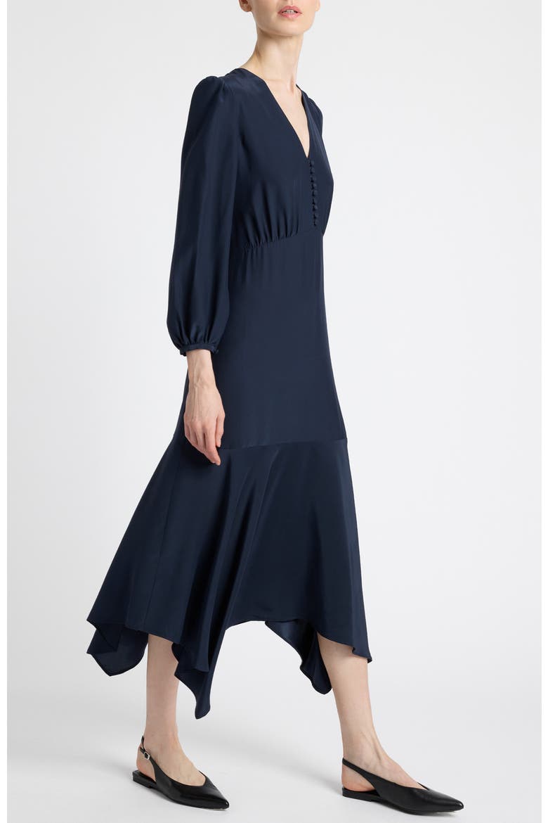 Carina Silk Midi Handkerchief Dress
