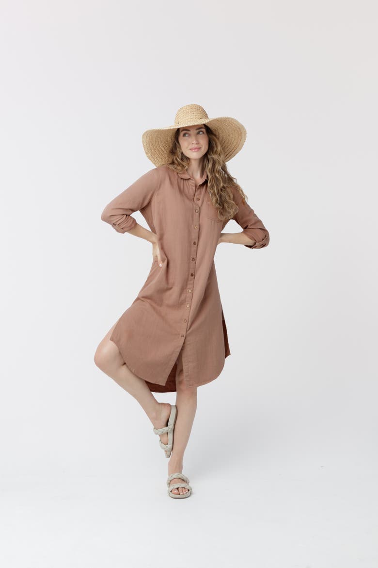 Gauze Button Down Shirt Dress