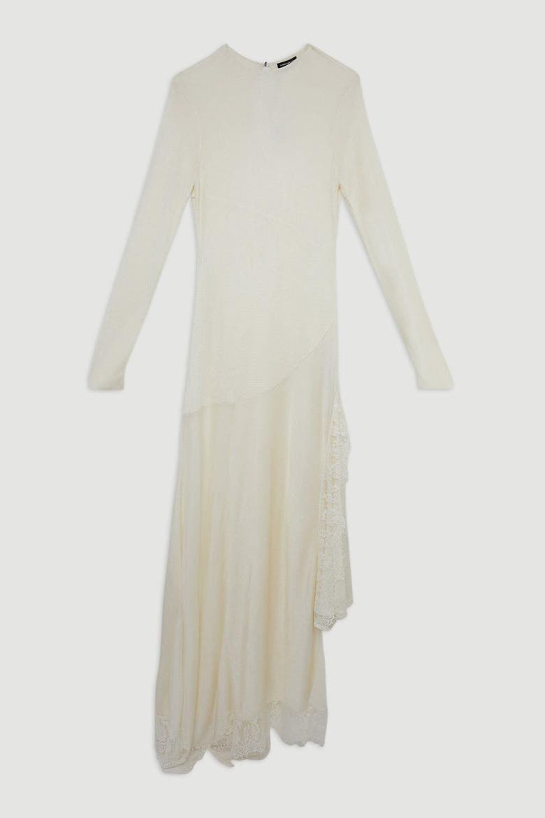 Slinky Lace Asymmetric Maxi Dress