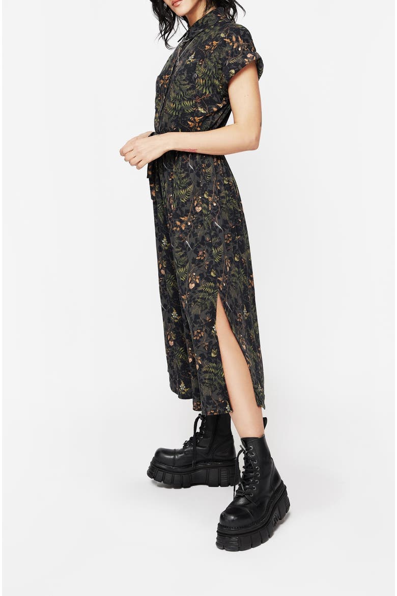 Wither Fern Print Midi Shirt Dress