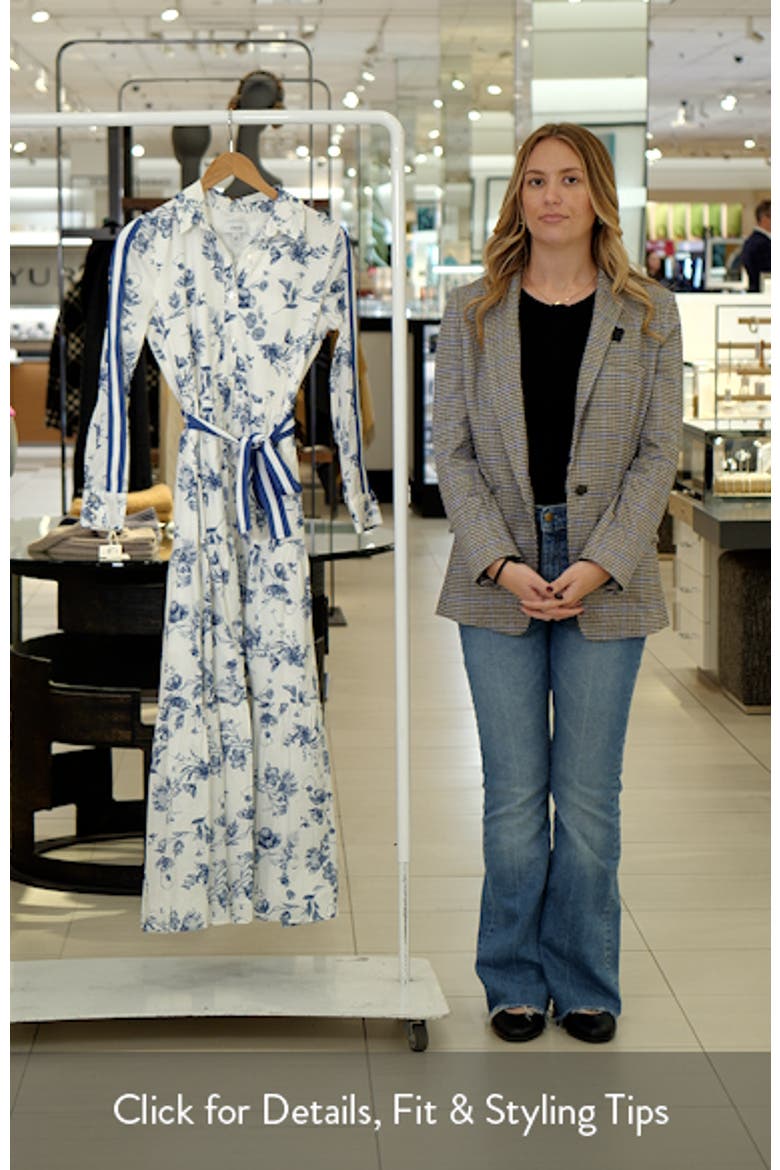 Floral Print Long Sleeve Belted Shirtdress