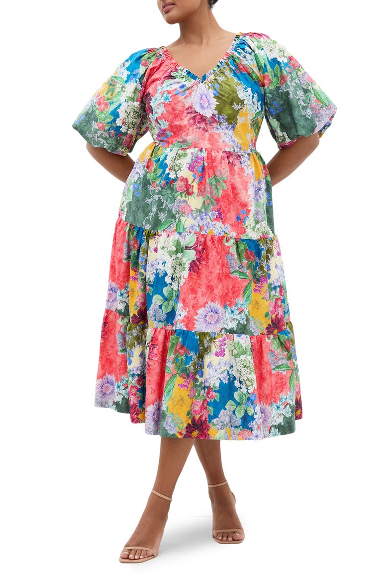 Fantasy Print Flared Midi Dress
