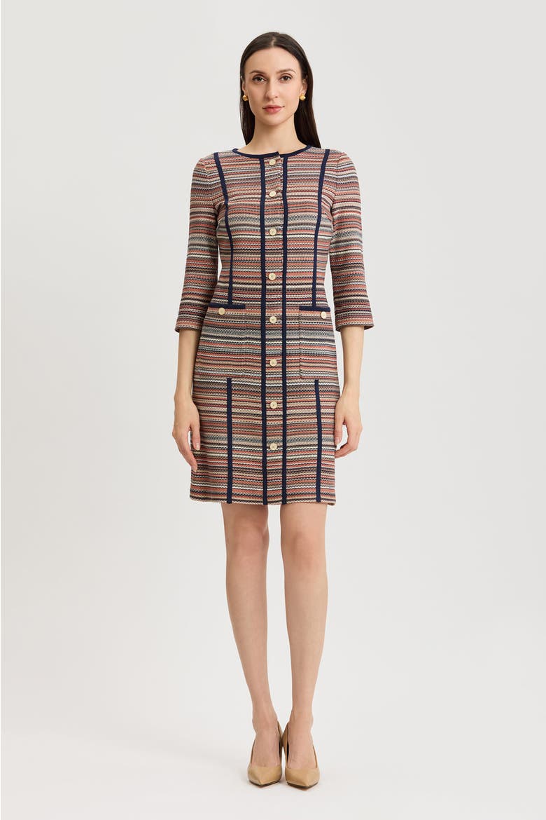 Horizontal Multi Stitch Knit Sheath Dress