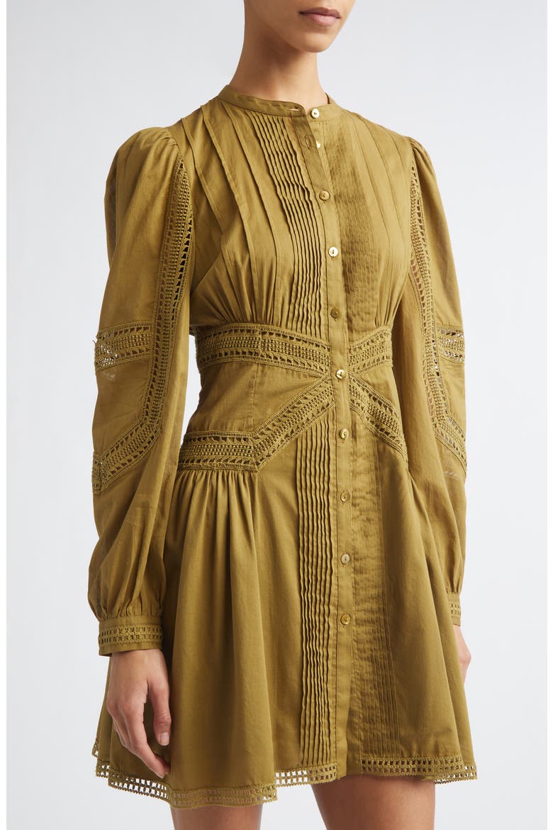 Elysia Pintuck Lace Long Sleeve Minidress