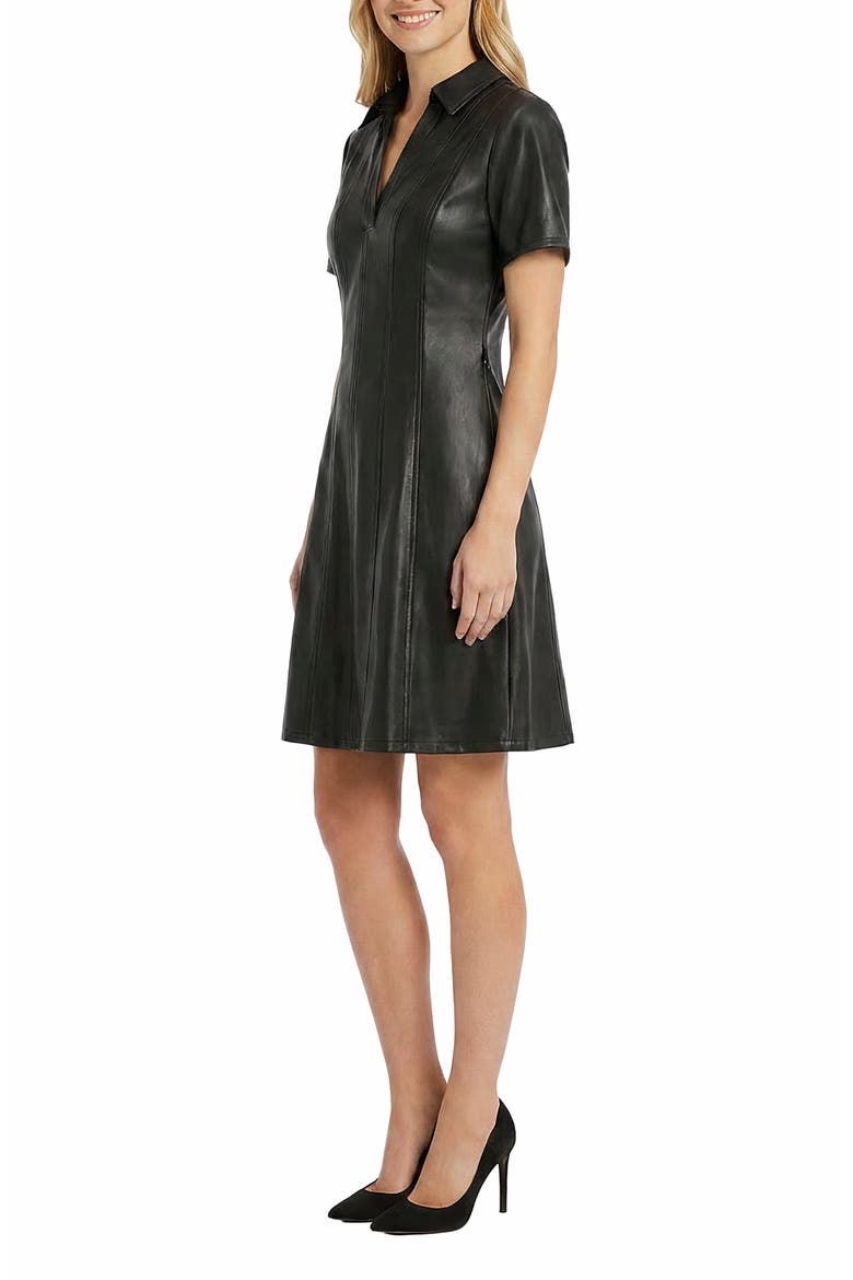 Faux Leather Fit & Flare Dress