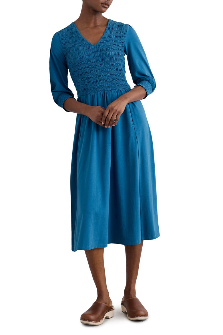 Sea Sound Smocked Midi Dress