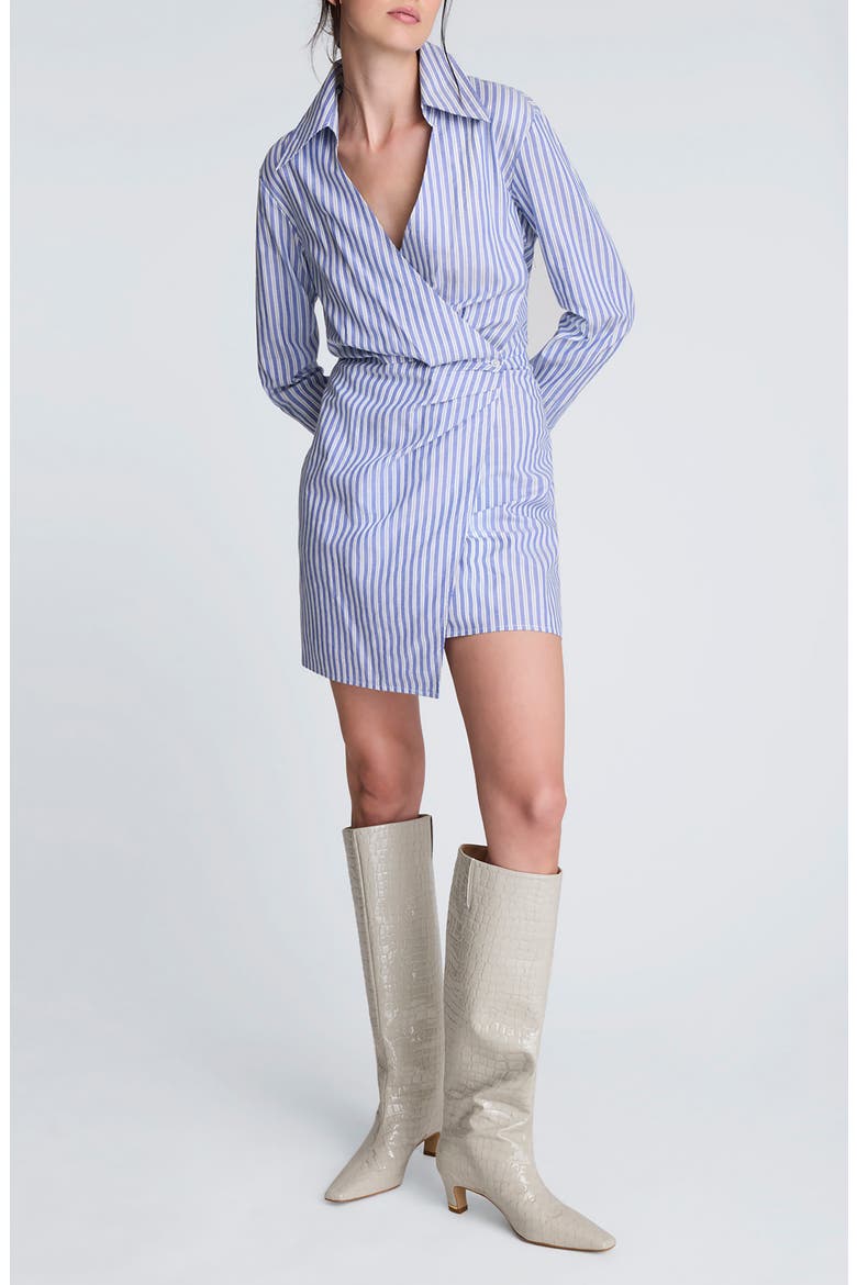 Asymmetric Long Sleeve Wrap Shirtdress
