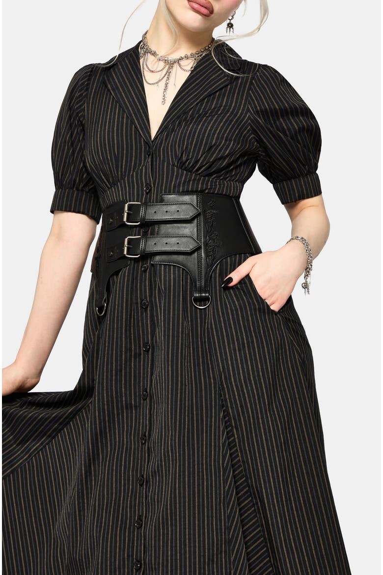 Jenna Stripe Cotton Tie Midi Dress
