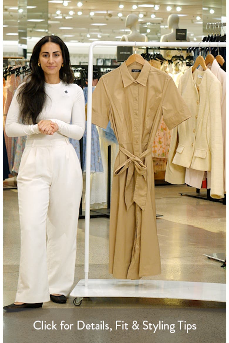 Belted Cotton Blend Shirtdress