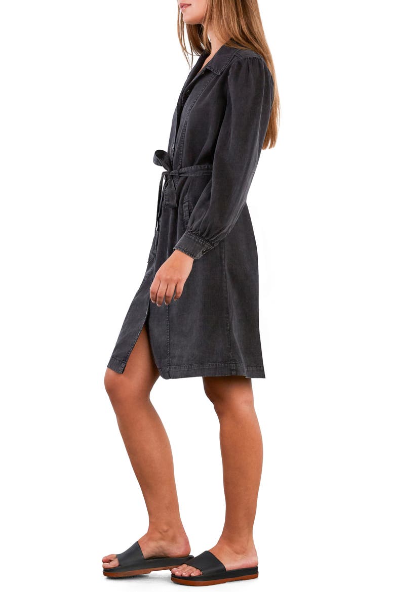 Sweet Fade Tie Waist Denim Shirtdress