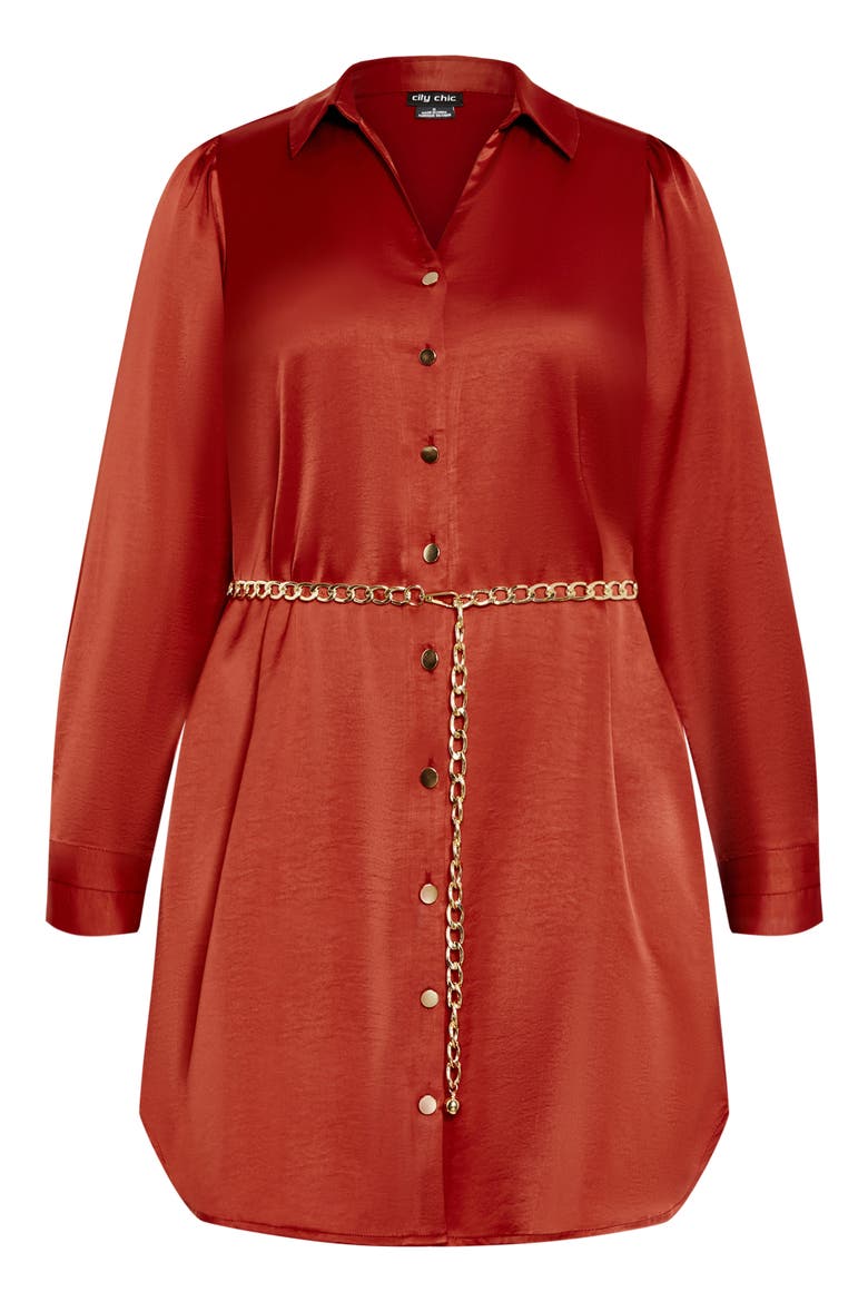 Harmoni Long Sleeve Satin Shirtdress