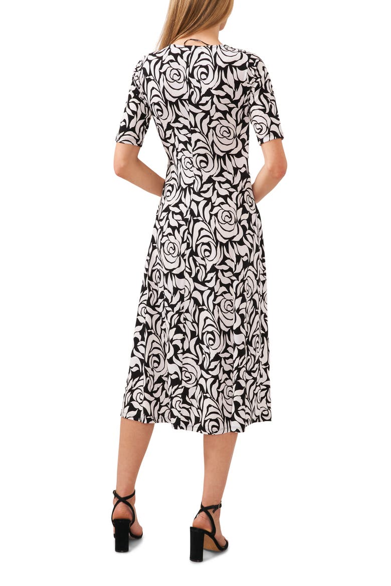 Print Faux Wrap Midi Dress