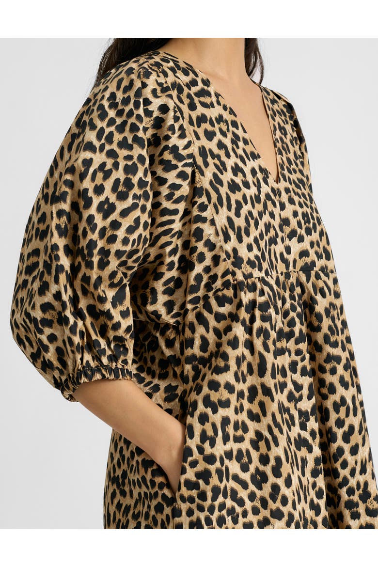 Animal Print V-Neck Cotton Midi Dress