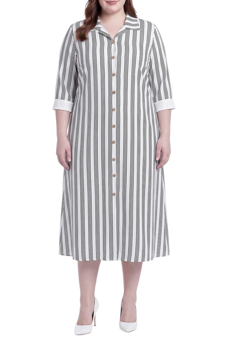 Stripe Button-Up Midi Shirtdress