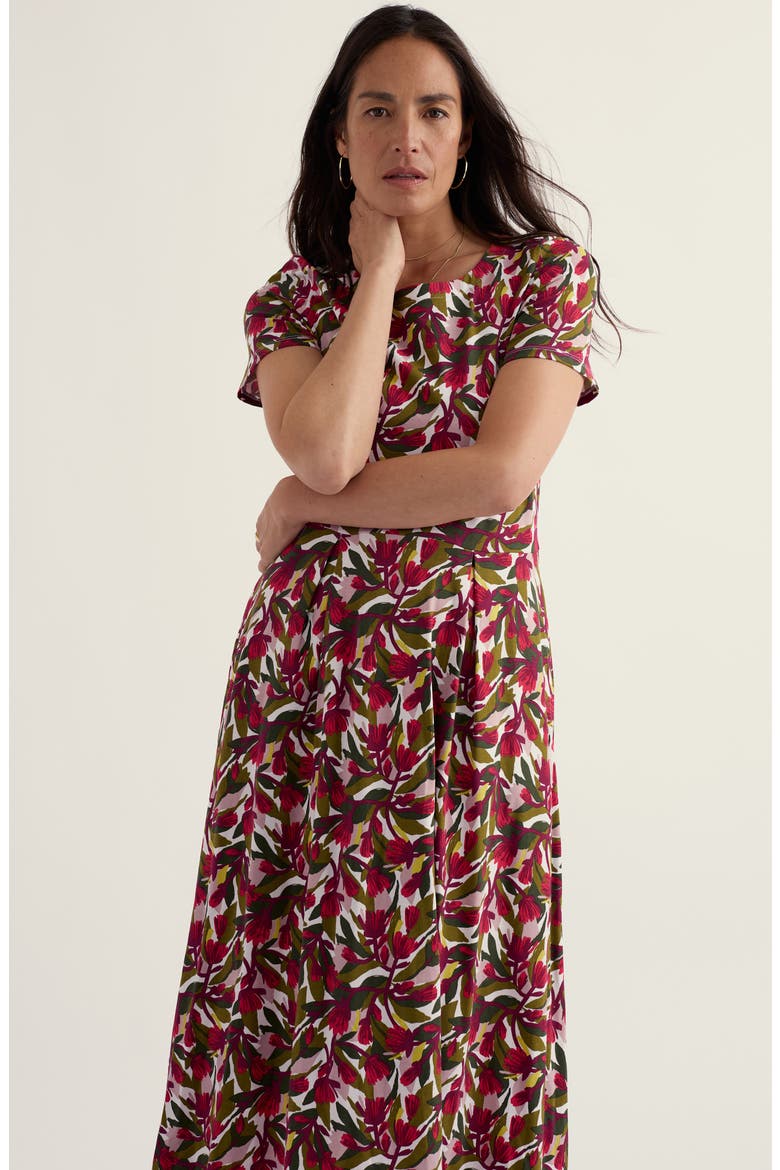 Veronica Floral Stretch Organic Cotton Midi Dress