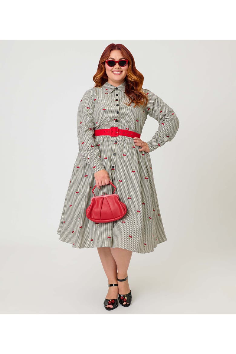 Plus Size Long Sleeve Belted Shirt Dress