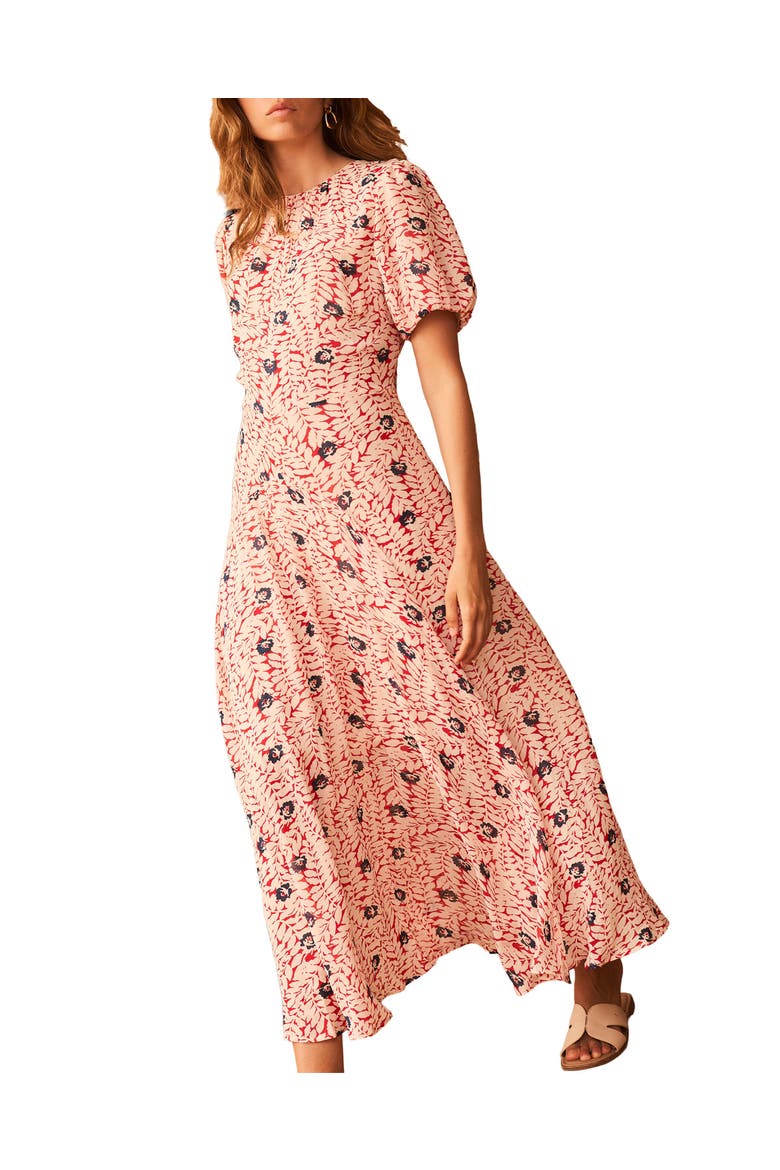 Printed Puff Sleeve Maxi Dress