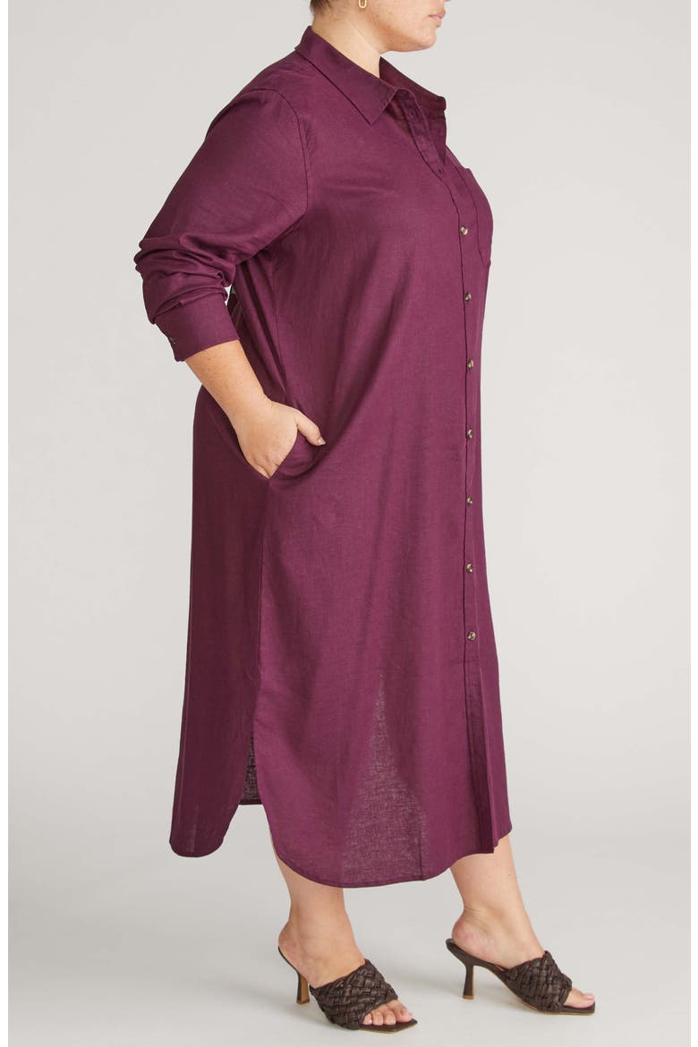 Odeon Long Sleeve Stretch Linen Blend Shirtdress