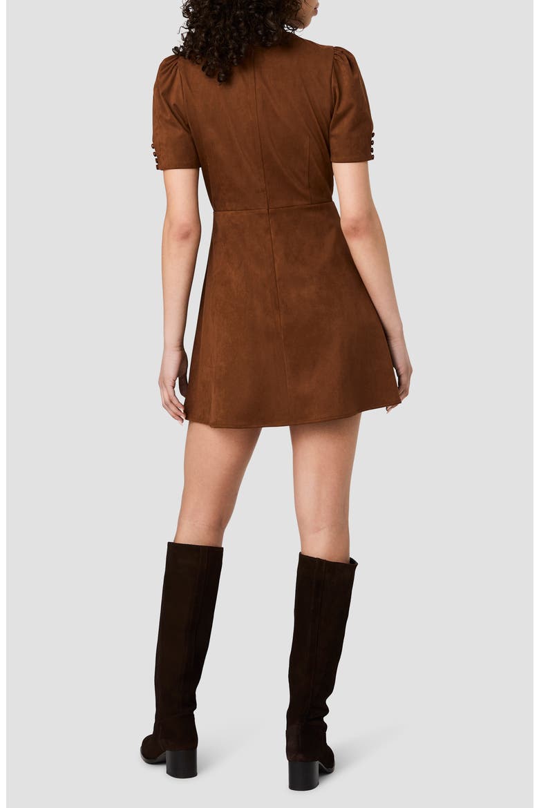 Sonja Short Sleeve Faux Suede Fit & Flare Minidress