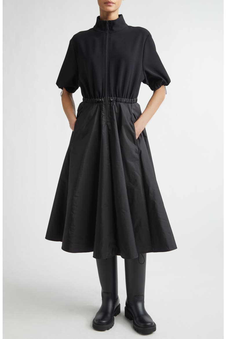 Mixed Media Technical Midi Shirtdress