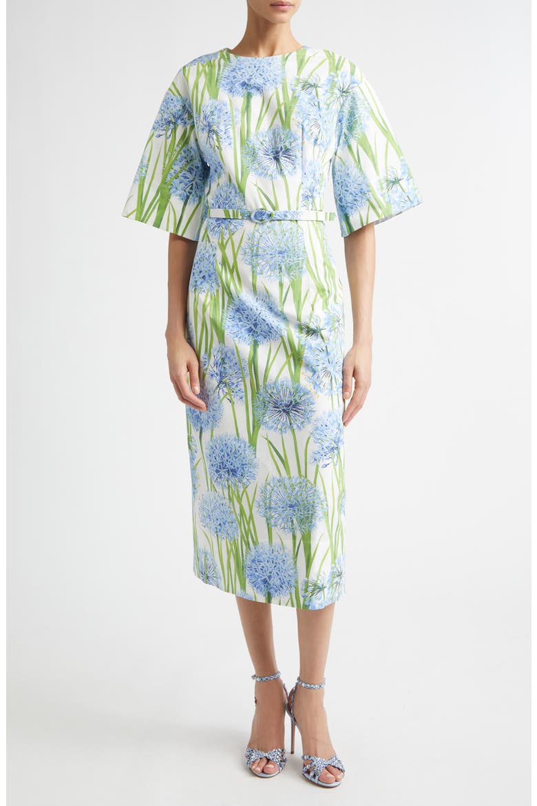 Allium Cotton Stretch Poplin Belted Midi Dress
