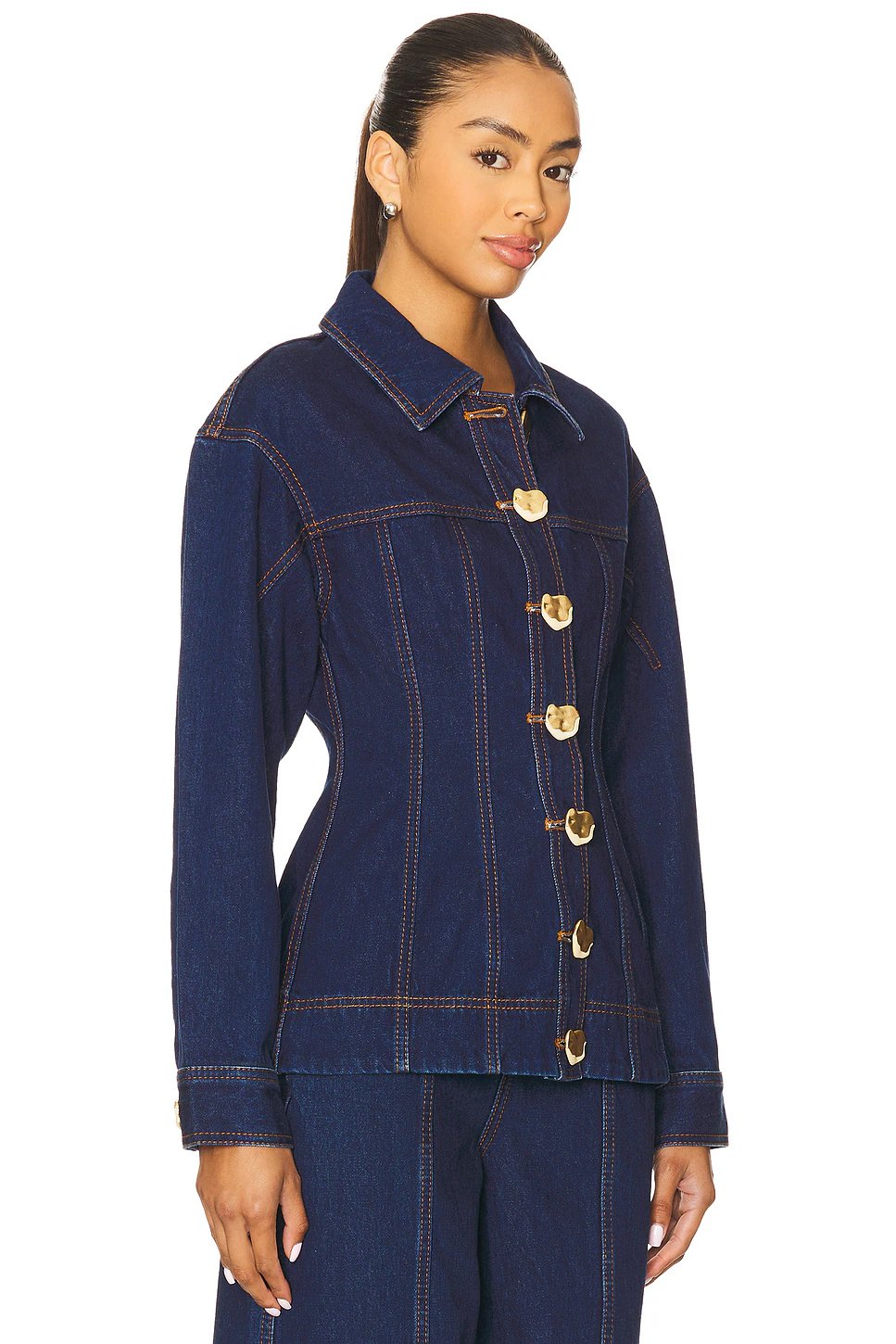Aje Gianna Denim Shirt in Dark Classic Wash - Image 2