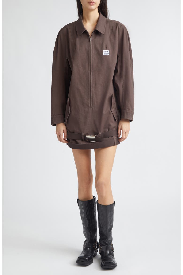 Long Sleeve Cotton Twill Minidress