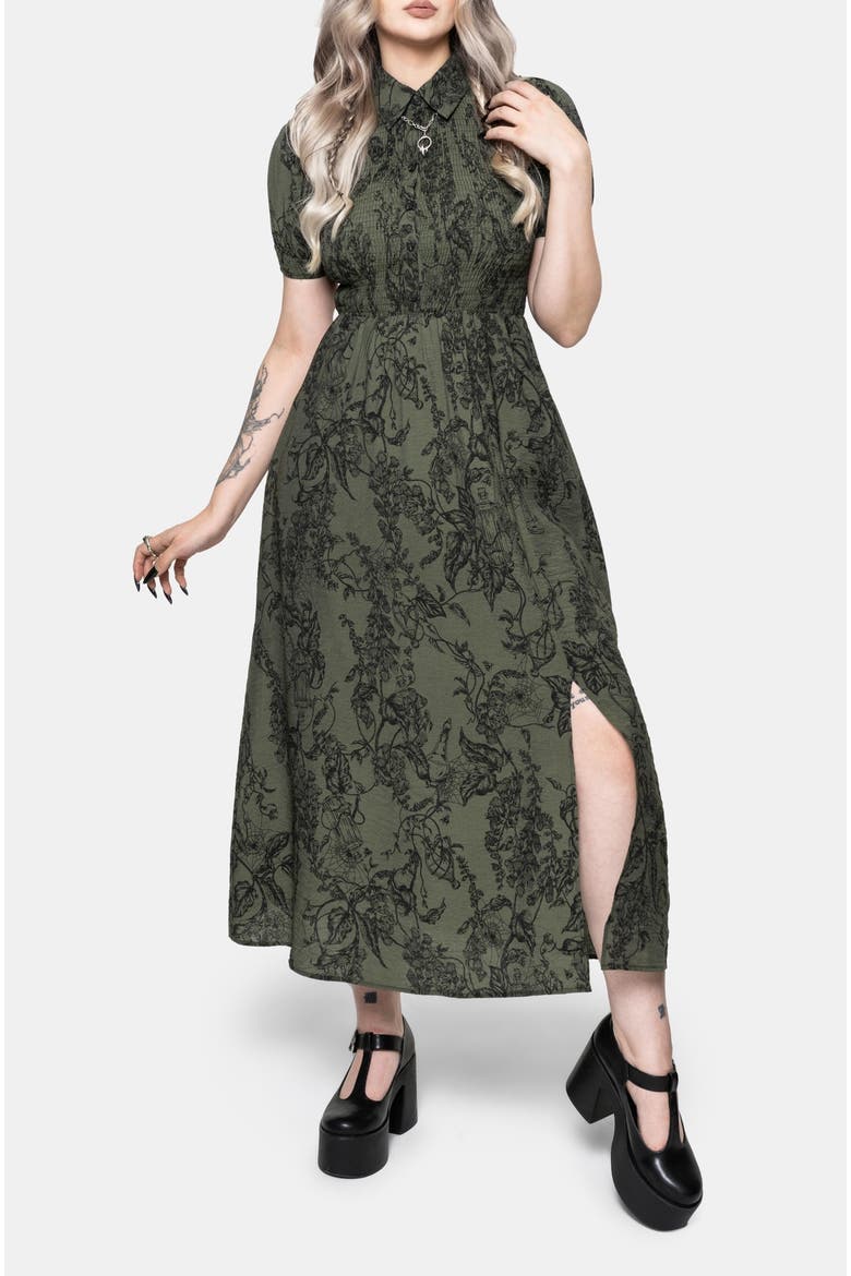 Orla Foxglove Print Shirred Midaxi Dress