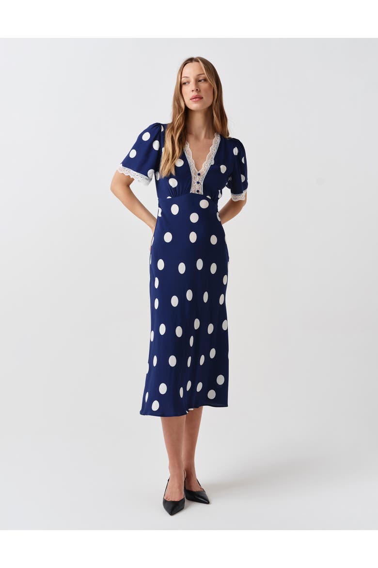 Belle Lace Crepe Midi Dress