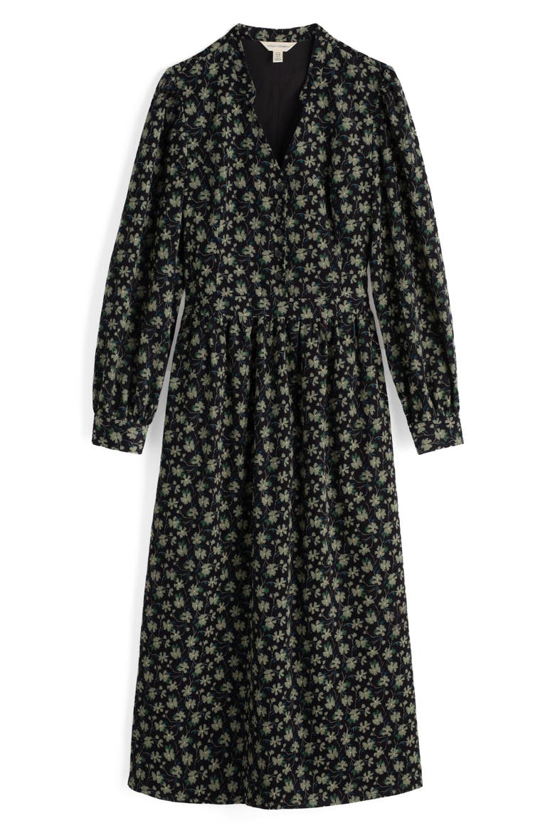 Rose Cottage Floral Long Sleeve Corduroy Midi Dress