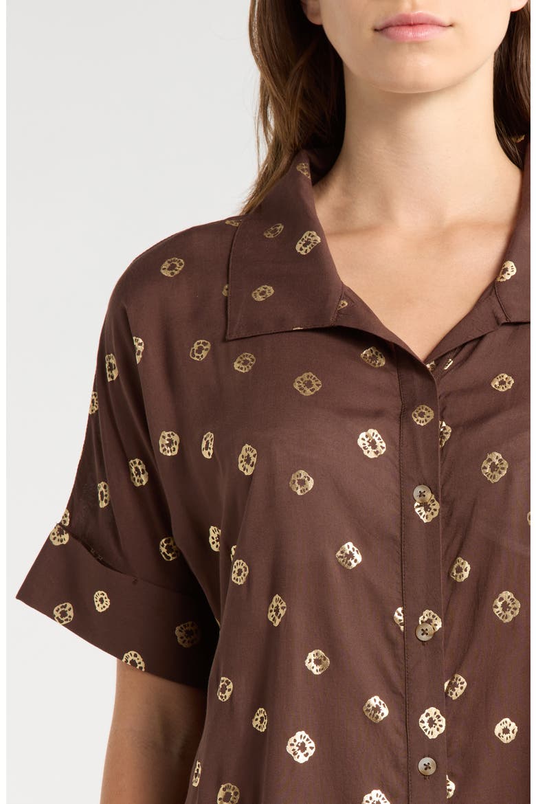 Metallic Dot Cover-Up Shirtdress