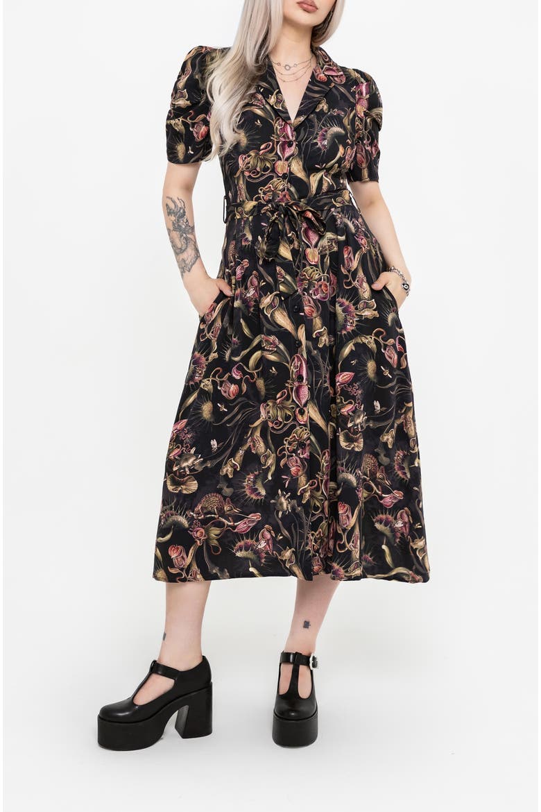 Dionaea Button Up Midi Shirt Dress