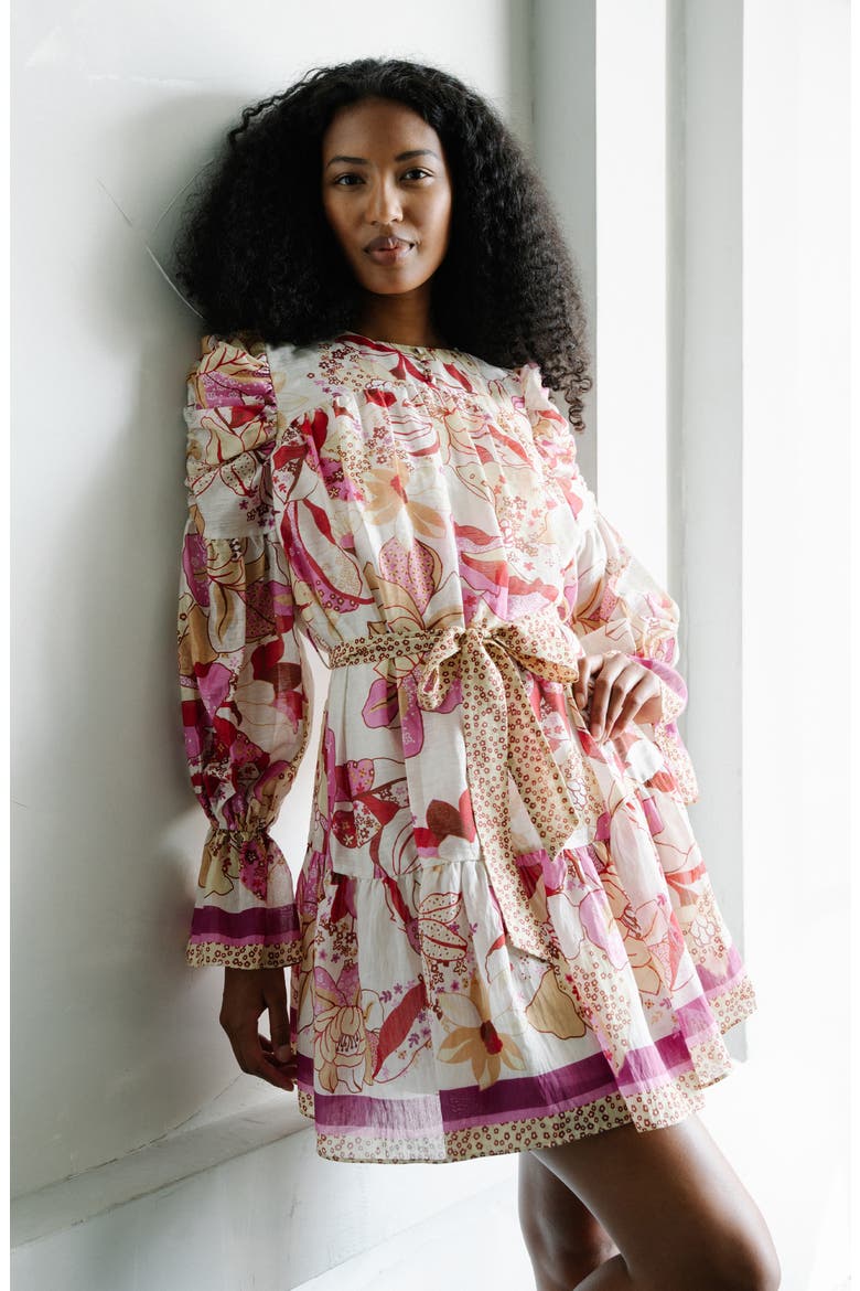 Adele Mixed Print Long Sleeve Dress