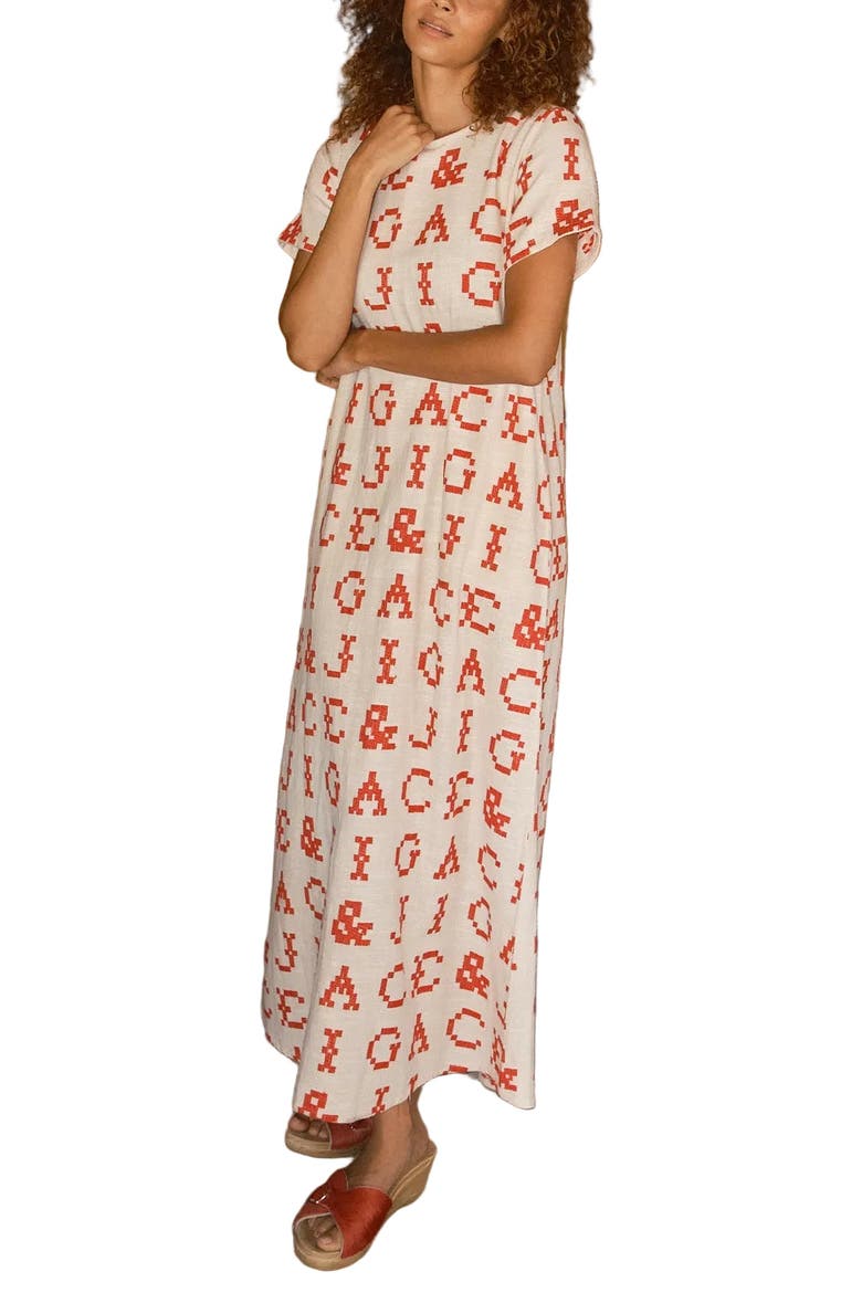 Mette Button Back Belted A-line Maxi Dress