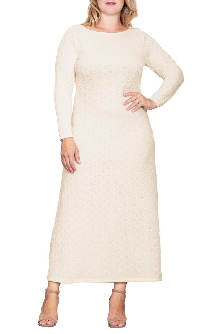 Geo Jacquard Long Sleeve Maxi Dress