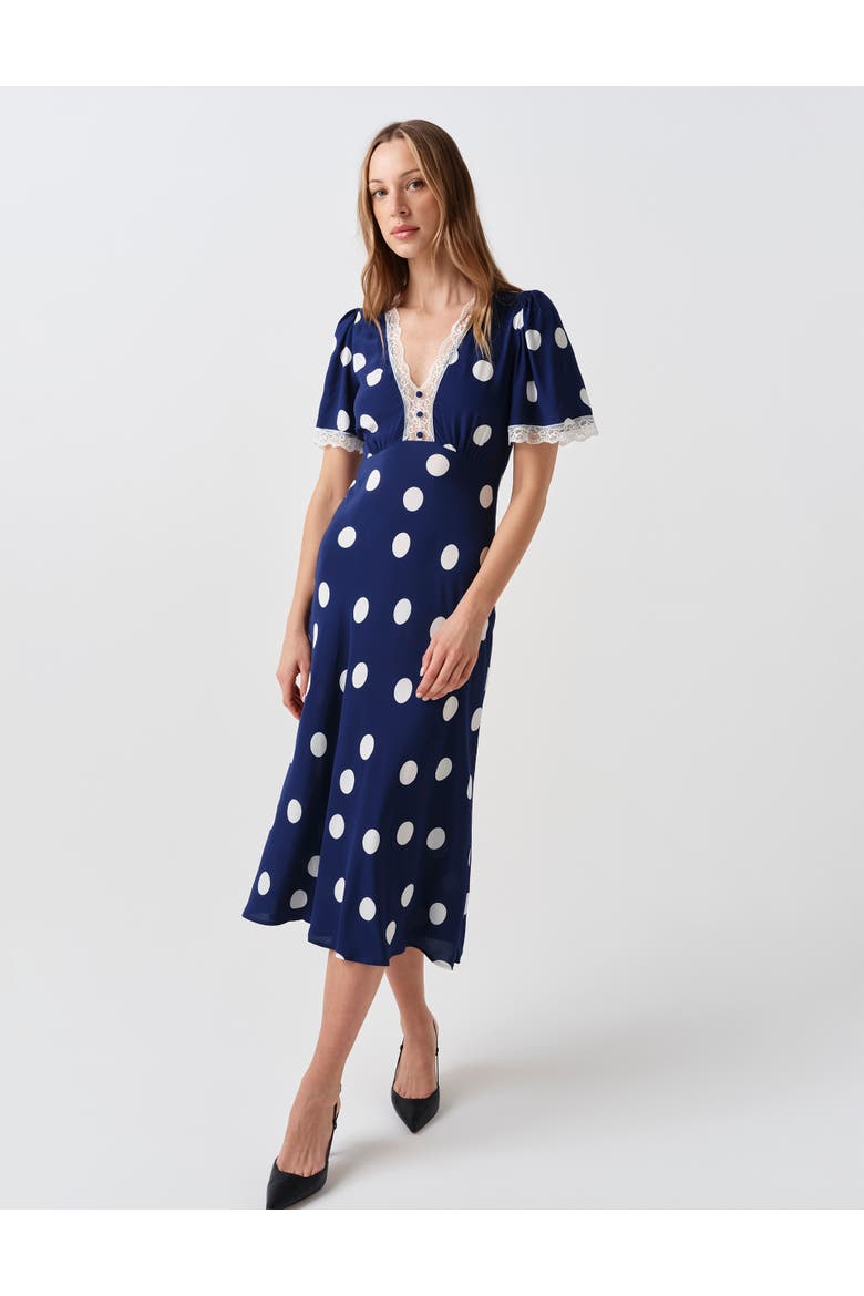 Belle Lace Crepe Midi Dress