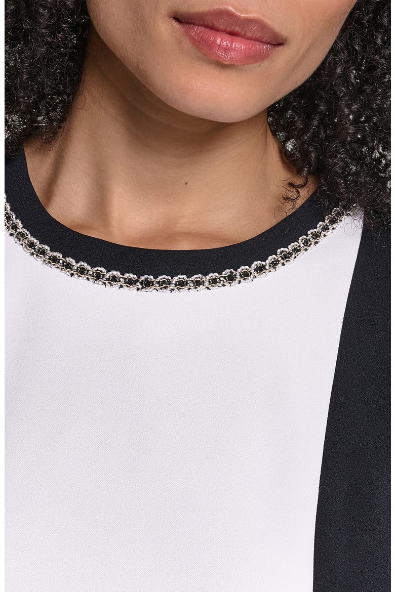 Bead Detail Colorblock Scuba Crepe Sheath Dress