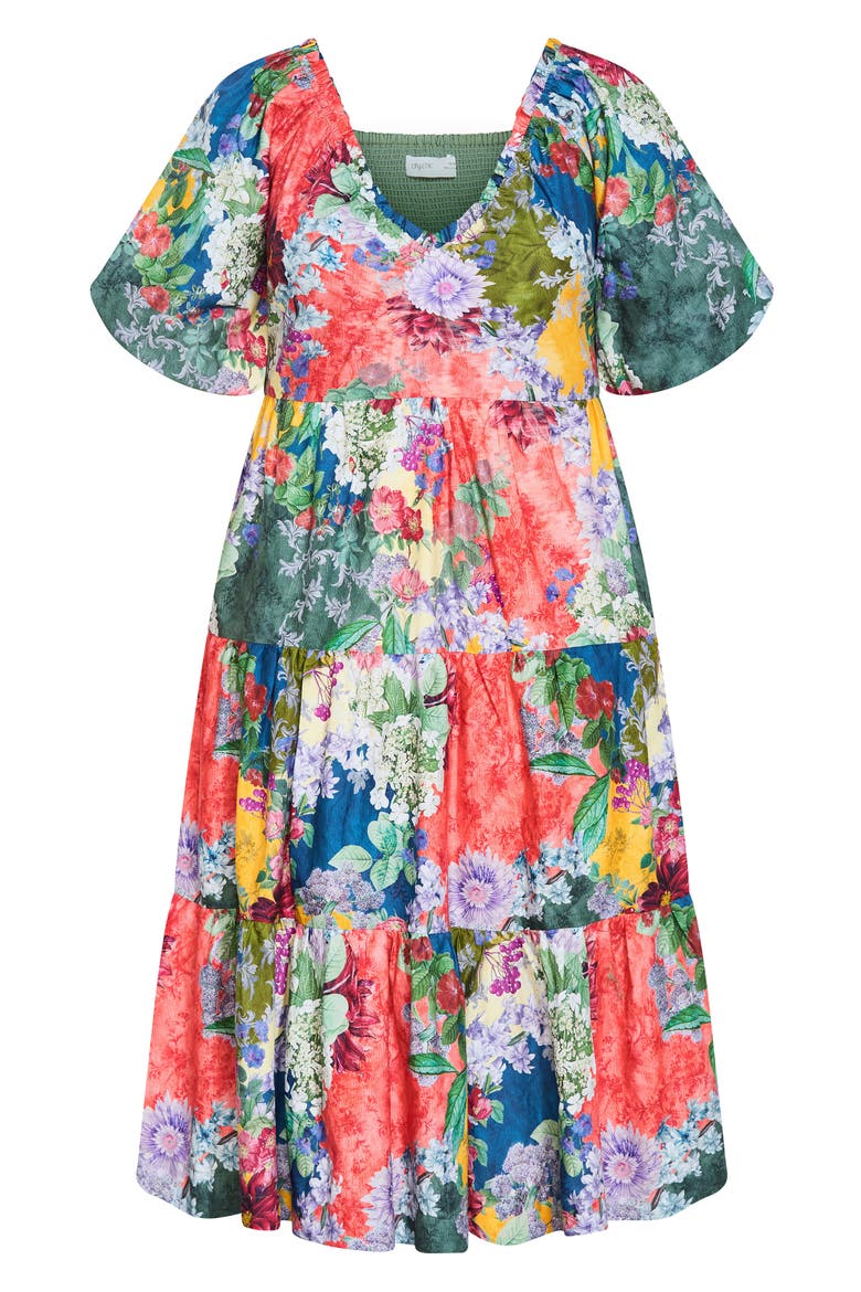 Fantasy Print Flared Midi Dress