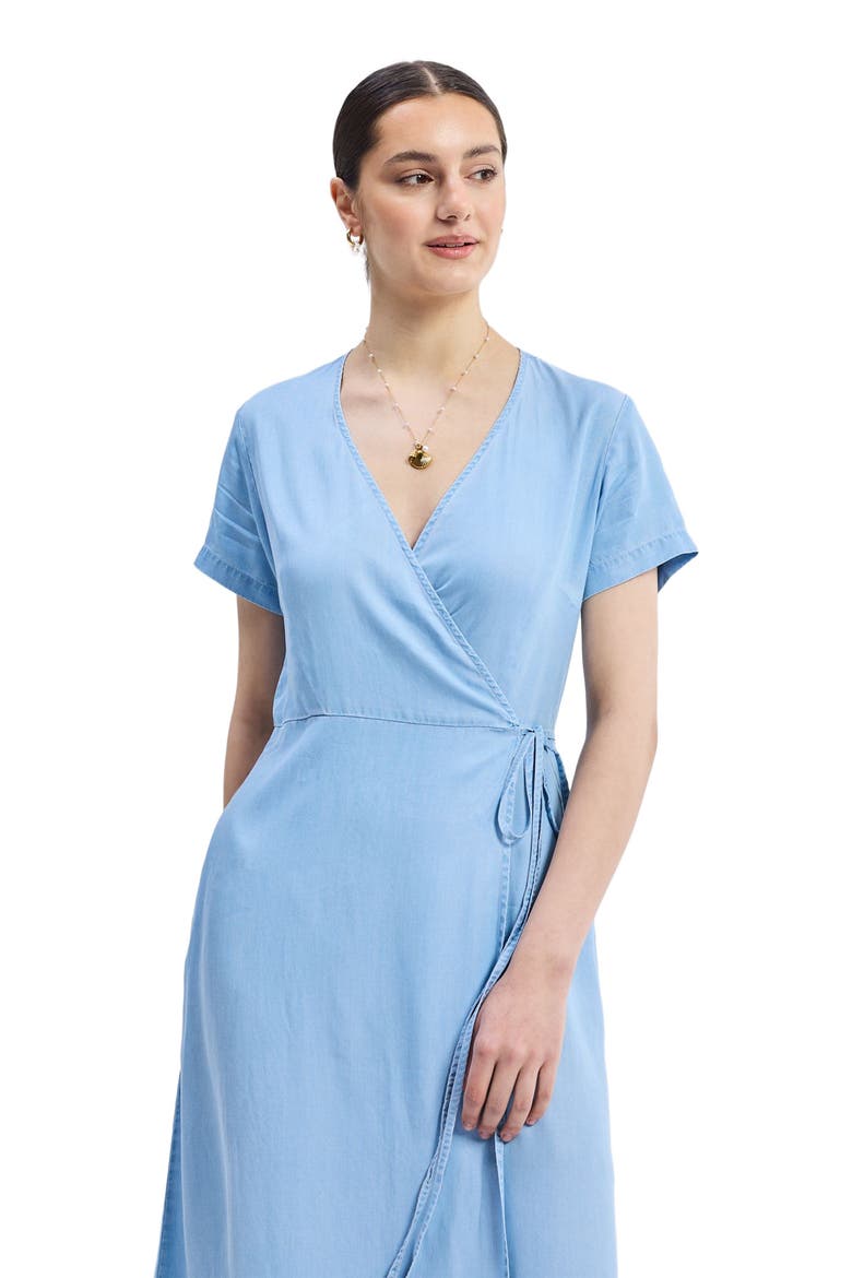 Maxi Wrap Dress in Light Blue