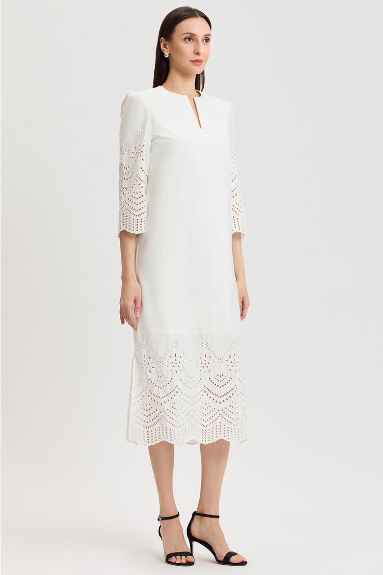 Eyelet Straight Cotton Maxi Dress