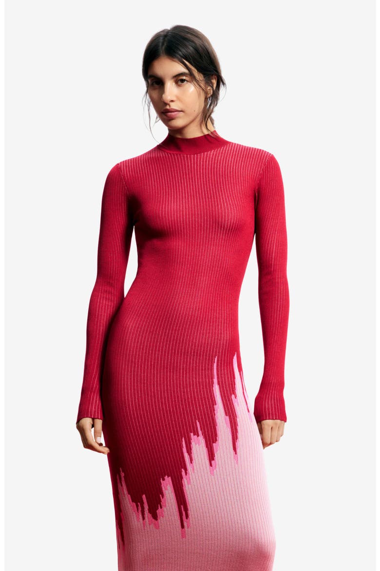 Mock Neck Maxi Ombré Sweater Dress