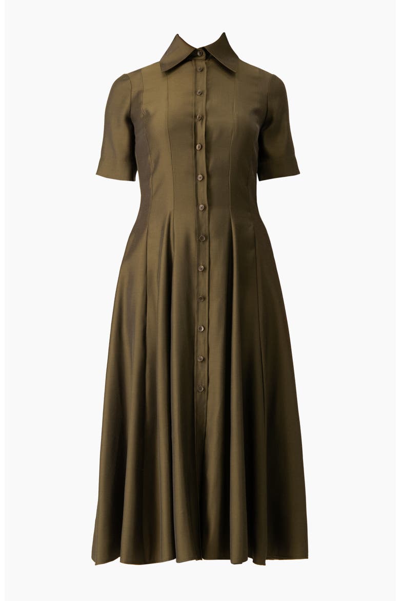 Short Sleeve Midi Dress with Button-Front Fit-and-Flare Shirtdres