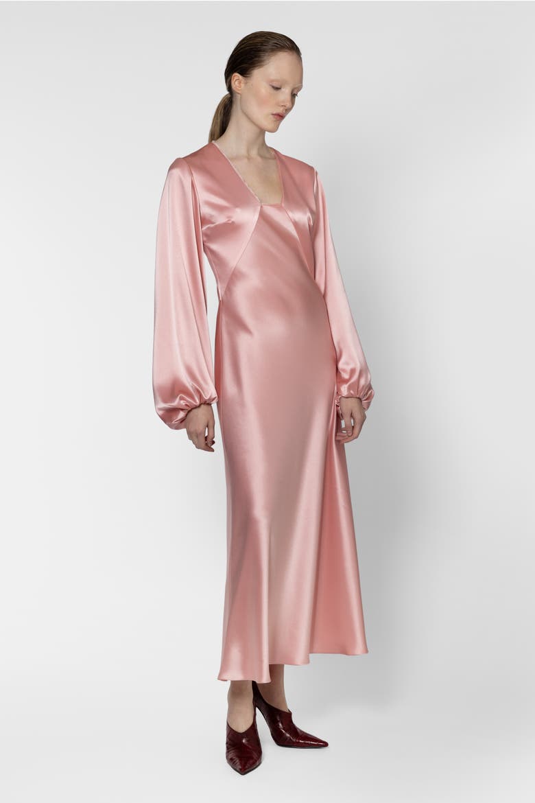 Amori Long Sleeve Satin Midi Dress