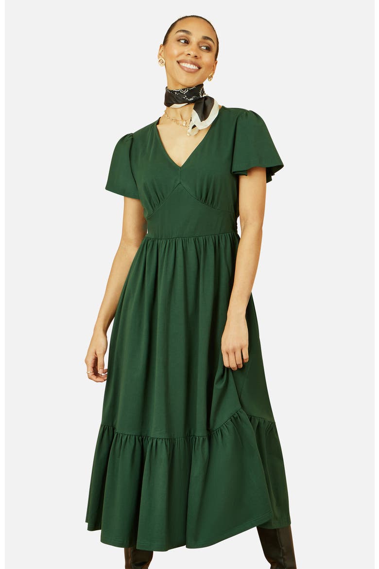 Cotton Jersey V-Neck Midi Dress