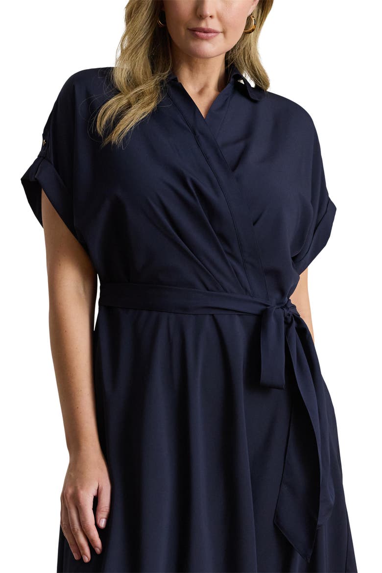 Wrap Bodice Crêpe de Chine Midi Dress