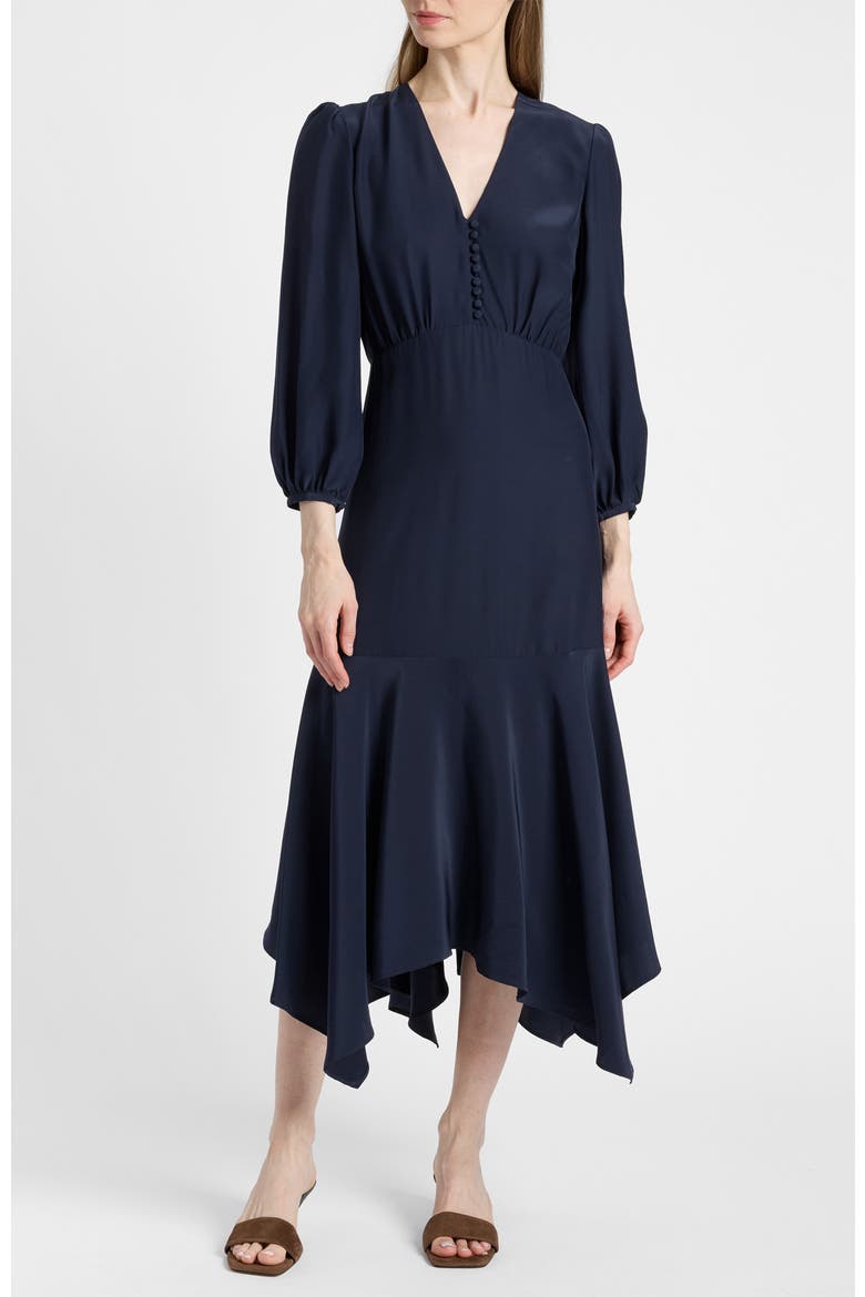Carina Silk Midi Handkerchief Dress