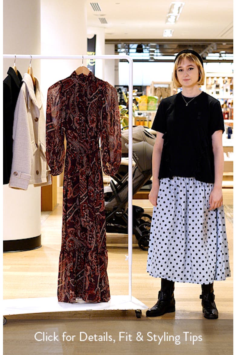 Long Sleeve Paisley Print Maxi Dress