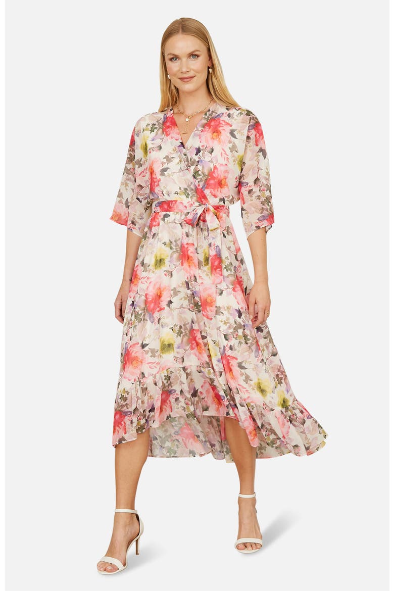 Ruffle-Hem Wrap Midi Dress