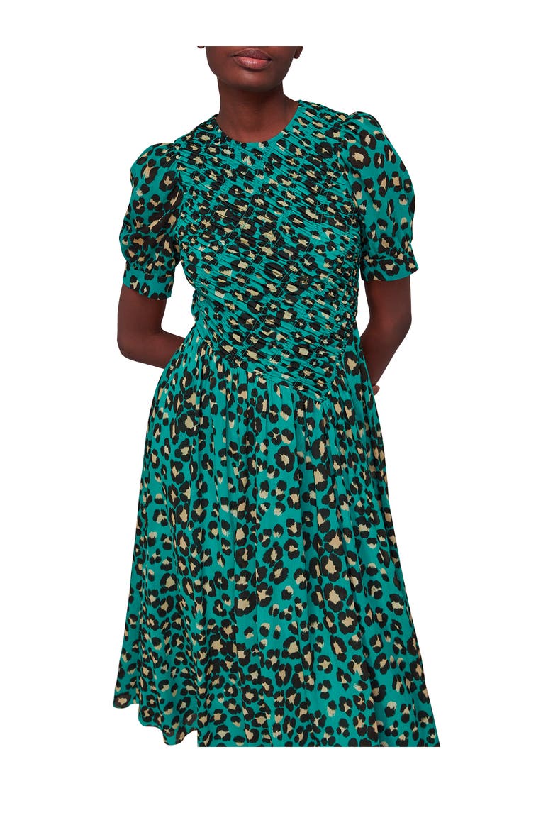 Painted Leopard Shirred Dress
